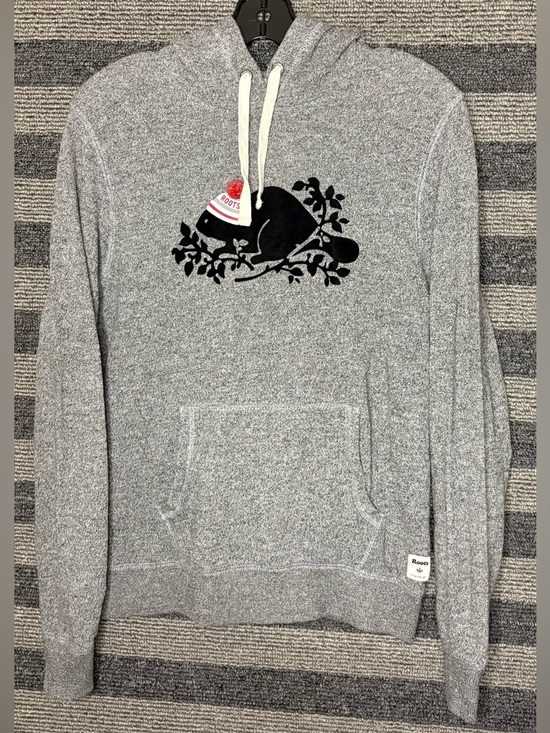 Roots Tops - Roots Gray Pullover Beaver Logo Hoodie Sweatshirt Women’s Small EUC